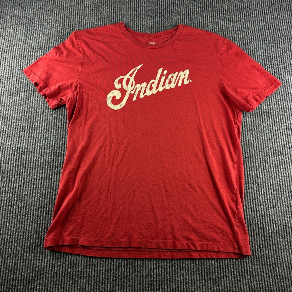 Lucky Brand Indian Motorcycle Graphic T-Shirt Mens Large Red Cotton Made in USA